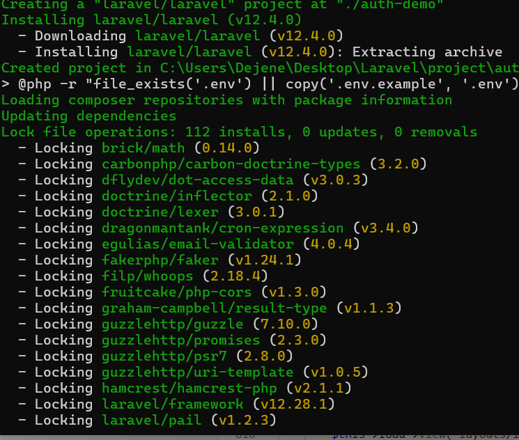 installing Laravel Project by composer